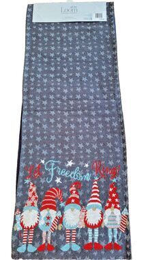 NEW Patriotic Tapestry GNOME TABLE RUNNER 13 X 72  LET FREEDOM RING 4TH OF JULY